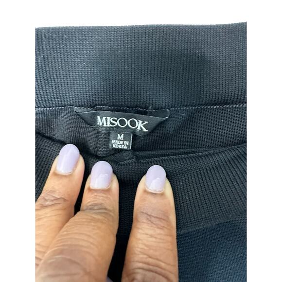 Misook Pants Black Basic Stretch Relaxed Pull On Knit Straight Leg Medium - Picture 2 of 10